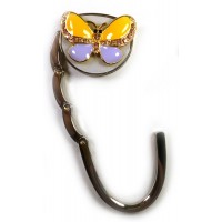 Сумкодержатель для женской сумочки Бабочка-Замок желто-фиолетовый(6,5х4,5х1,5 см)