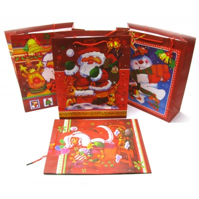 Пакет подарочный Новый год  картон (32х26 см)