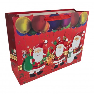Пакет подарочный  с апликацией Деды морозы синий (36х27 см)