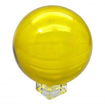 Шар хрустальный на подставке желтый (d-10,5 см)