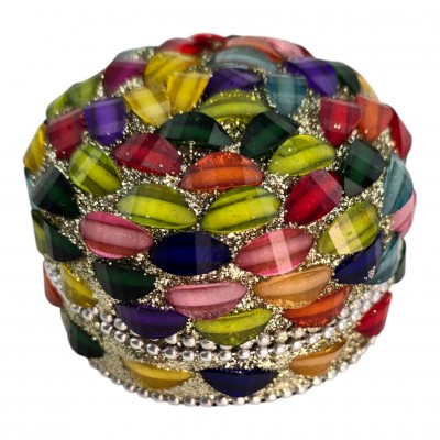 Шкатулка металическая с мозаикой (4 × 6 × 6 см)