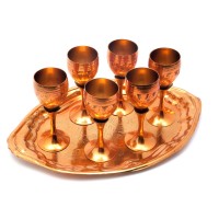 Рюмки бронзовые на подносеМедь(h-11,5 см)(поднос 30х21 см)