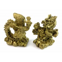 Дракон и Феникс каменная крошка (дракон 8х7х4,6 см,феникс 8х7,2х5,2 см)