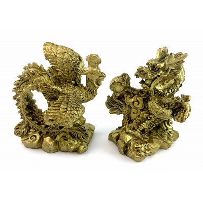 Дракон и Феникс каменная крошка (дракон 8х7х4,6 см,феникс 8х7,2х5,2 см)