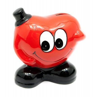 Копилка керамическая Сердечко в шляпе (9,5х10х7 см)