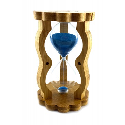 Часы песочные в бамбуке синий песок (10 мин) (14,5х8,5х5,5 см)