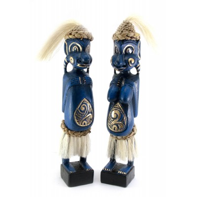 Папуасы пара резные дерево синие (34х6х5 см) Папуасы пара резные дерево синие (34х6х5 см)