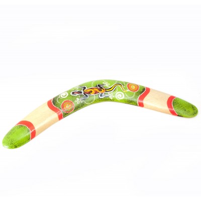 Бумеранг расписной дерево зеленый(41х13х1,5 см)