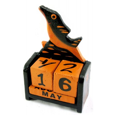 Вечный календарь Рыба дерево черная(15х10х5 см)