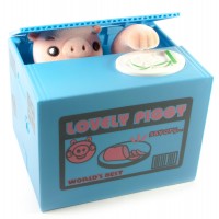 Интерактивная копилка Свинка Воришка на батарейках (12х9х10 см)