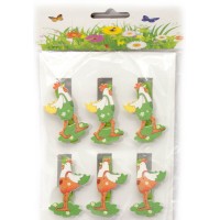 Украшалочки Петушок прищепка дерево(н-р 6 шт) ЦЕНА ЗА НАБОР