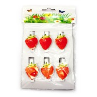 Украшалочки Клубника прищепка дерево(н-р 6 шт) ЦЕНА ЗА НАБОР