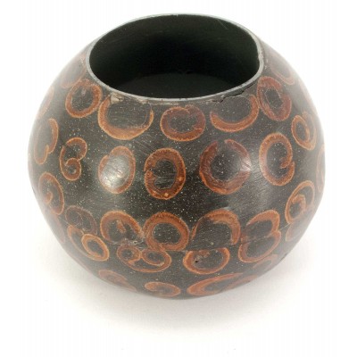 Подсвечник смола+корица черный (d-7 см h-5.5 см)