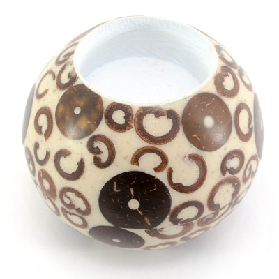 Подсвечник смола+корица белый(d-7 см h-5.5 см)B