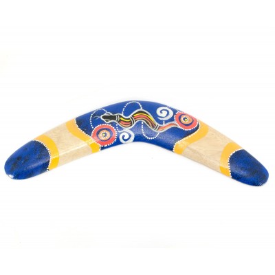 Бумеранг расписной дерево синий (31,5х12х1 см)