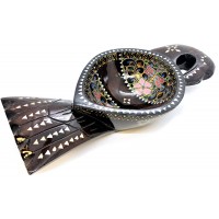 Братина Птица из цельного дерева  инкрустированная перламутром (34х16,5х6 см)C