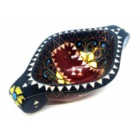 Братина Ладья из цельного дерева инкрустированная перламутром (16,5х10х3,5 см)F