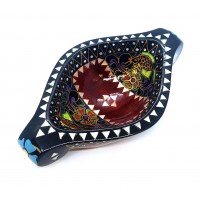 Братина Ладья из цельного дерева инкрустированная перламутром (16,5х10х3,5 см)L