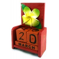 Вечный календарь Цветок дерево красный  (15х10х5 см)