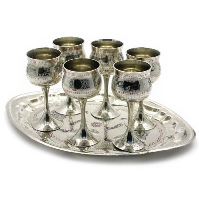 Рюмки  бронзовые цветные (н-р 6 шт.) (Goblet Set CDC Med.-5 designs) код 30064