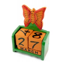Вечный календарь Бабочка дерево зеленая(15х10х5 см)