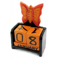 Вечный календарь Бабочка дерево черная(15х10х5 см)