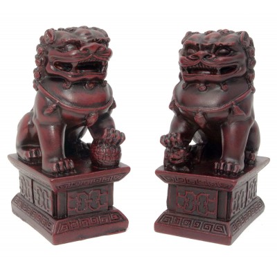 Китайские львы пара каменная крошка коричневые (10,5х6,5х4,5 см)