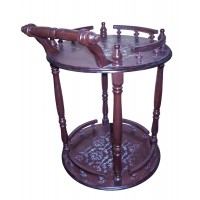 Стол круглый сервировочный Коричневый (77х60х55 см) массив дерева