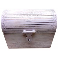 Сундук фиолетовый,замки и ручки из дерева,украшен кружевами,  массив дерева (34х22х26 см)