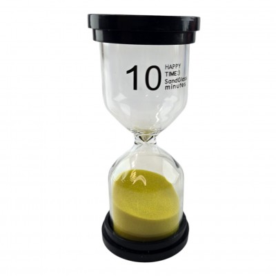 Часы песочные (10 минут) желтый песок (10х4,5х4,5 см)