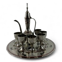 Сервиз бронзовый цветной, поднос, 6 рюмок 50мл., кувшин 250мл)(h-8 см поднос d-30)