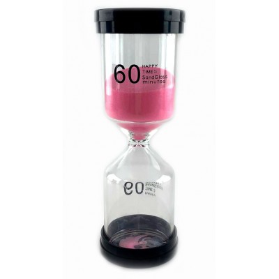 Часы песочные 60 мин розовый песок (13х5,5х5,5 см)