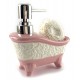 Диспенсер для мыла с мочалкой Ванна розовый(14х14х7 см)