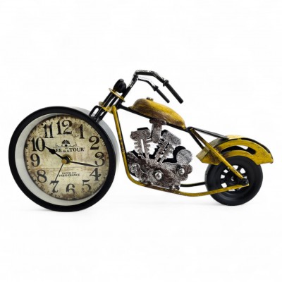 Часы настольные Мотоцикл желтые (28х15х7,5 см)