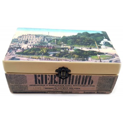 Шкатулка  Европейская площадь (20,5х12,5х8 см) из массива дерева