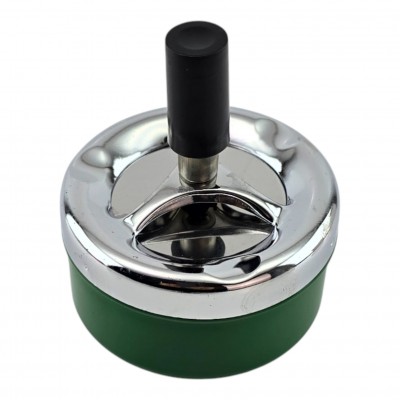 Пепельница с крышкой Юла зеленая (d-8 см h-9 см)