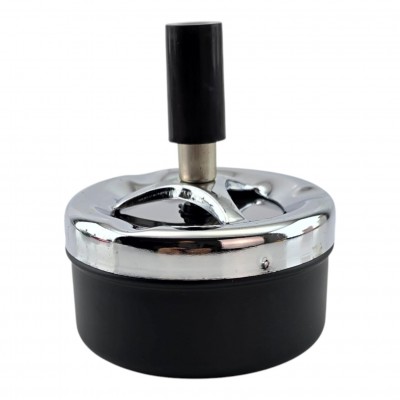 Пепельница с крышкой Юла черная (d-8 см h-9 см)