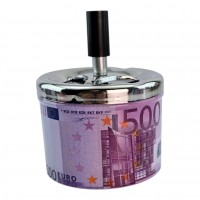 Пепельница с крышкой металлическая 500 Евро (d-9.5 см h-12 см)