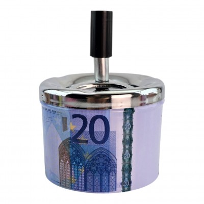 Пепельница с крышкой металлическая 20 Евро (d-9.5 см h-12 см)