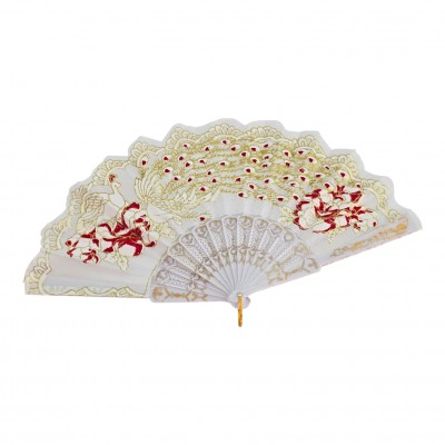 Веер Павлины белый (23 см) Веер Павлины белый (23 см)