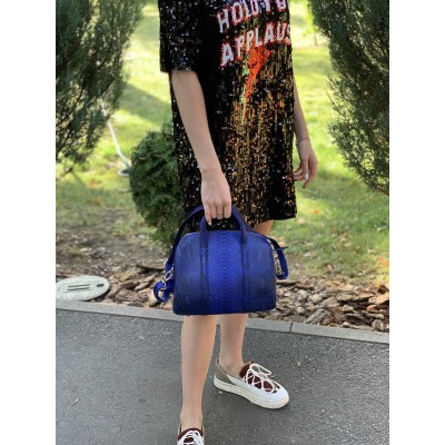 Сумочка из кожи питона синяя (26х22х14 см)