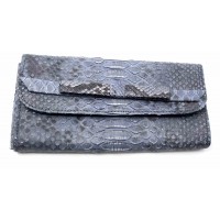 Кошелек  из кожи питона  (20х10х2 см) сине -серый