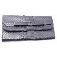 Кошелек из кожи питона  (20х10х2 см) черный лак