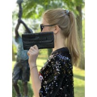 Кошелек из кожи питона (20х10х2 см) черный матовый Кошелек из кожи питона (20х10х2 см) черный матовый