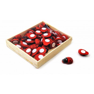 Божьи коровки наклейки деревянные (набор 40 шт) (2х1х1 см)