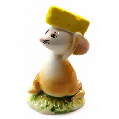 Мышка с сыром фарфоровая  (8х5х4 см)