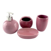 Набор для ванной  керамический розовый (17х14х10 см)