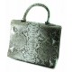 Сумочка из кожи питона серо-бирюзовая с замочком (25х27х11 см)