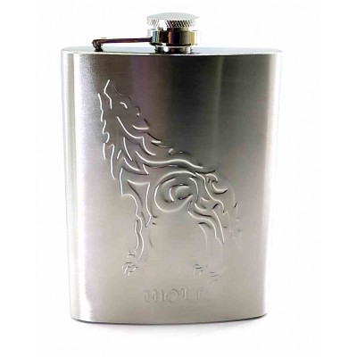 Фляга из нерж.стали Волк (230 мл.)(13,5х10х2 см)