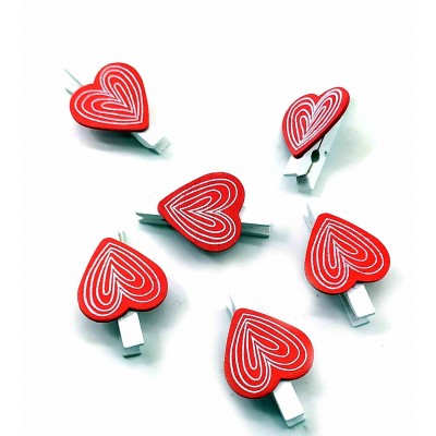 Украшалочки Сердечки прищепка дерево(н-р 6 шт) цена за набор